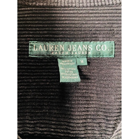 Vintage Lauren Jeans Co Ralph Lauren Black Corduroy Trucker Jacket Women Size M - Picture 2 of 16